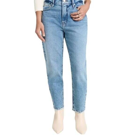 Good American Good Girlfriend Petite Jeans Straight Fit Size 8/29 Blue Denim - Picture 5 of 8